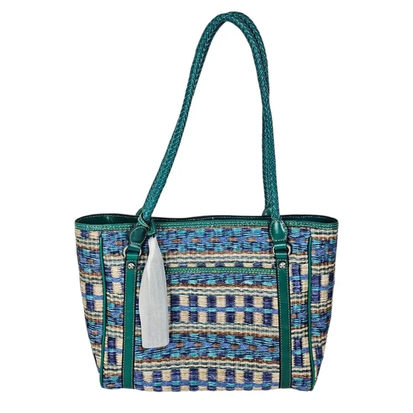 Patricia Nash Teal Woven Cameley Tote NWT - Picture 3 of 15
